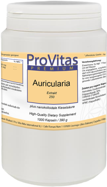 Auricularia Extrakt à 250mg + Nano-Kolloide 1000 vegane Kapseln