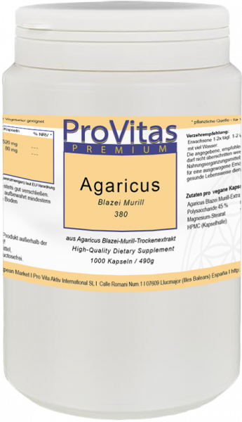 Agaricus Blazei Murill Extrakt, 380 mg, 1000 V-Kps. Bulk