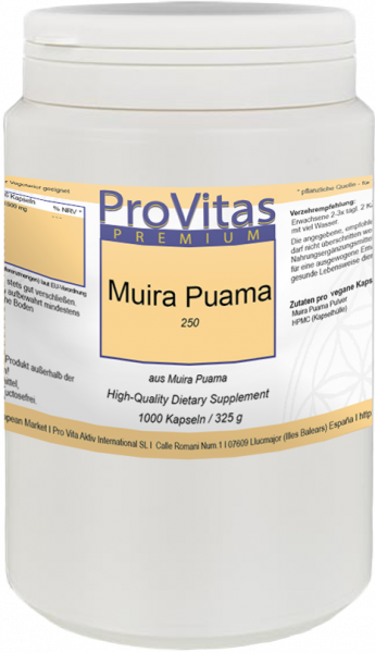Muira Puama á 250 mg, 1000 Vega Kps Bulkware